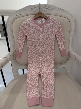 18~24 Mth Pink Leopard Print 100% Cotton One-Piece Baby Girl Pajama NWT